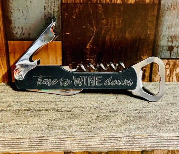 Time To Wine Down Leatherette Wine Opener
